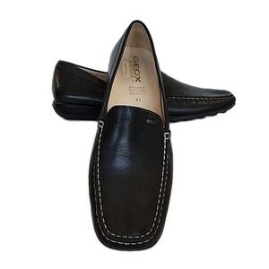 Geox Respira Black Leather Flats Women's EUR 41/US 10-10.5 Made‎ In Italy